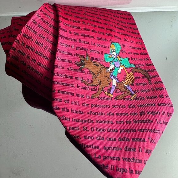 Moschino Tie Collectors Item Silk Little Red Riding Hood - Picture 3 of 7